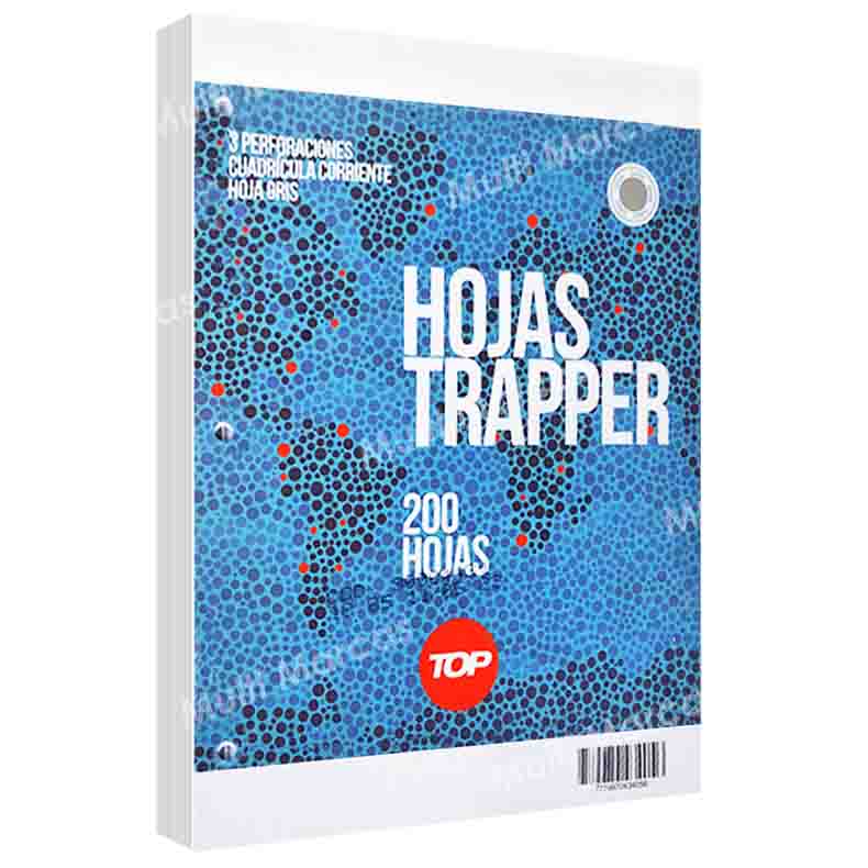 Paquete de 200 Hojas para Trapper Con Diseño Flipo de 2 Perforaciones Tamaño Carta