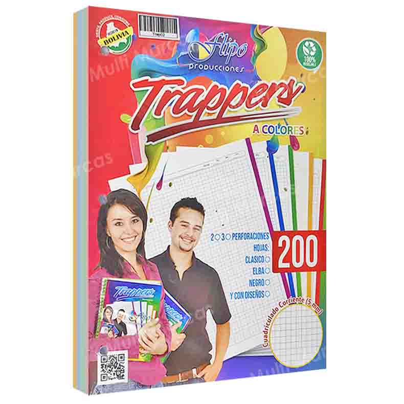 Paquete de 200 Hojas para Trapper a Colores Tamaño Carta 2 Perforaciones ABC HTPABC016