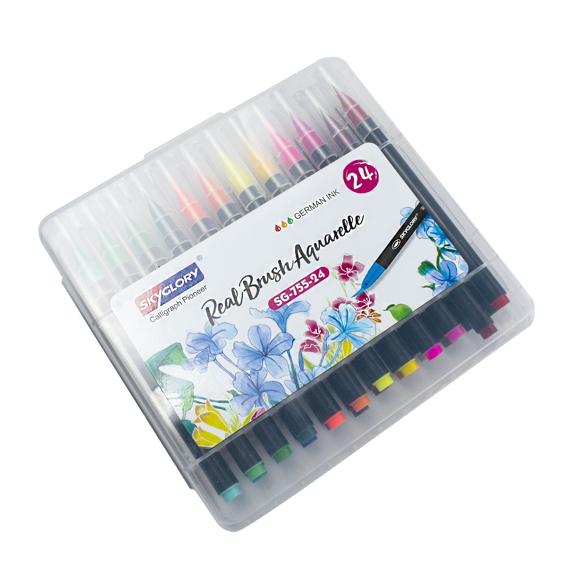 Estuche de 24 Marcadores Punta Pincel (Brush Pens) SG-755-24 SKY GLORY