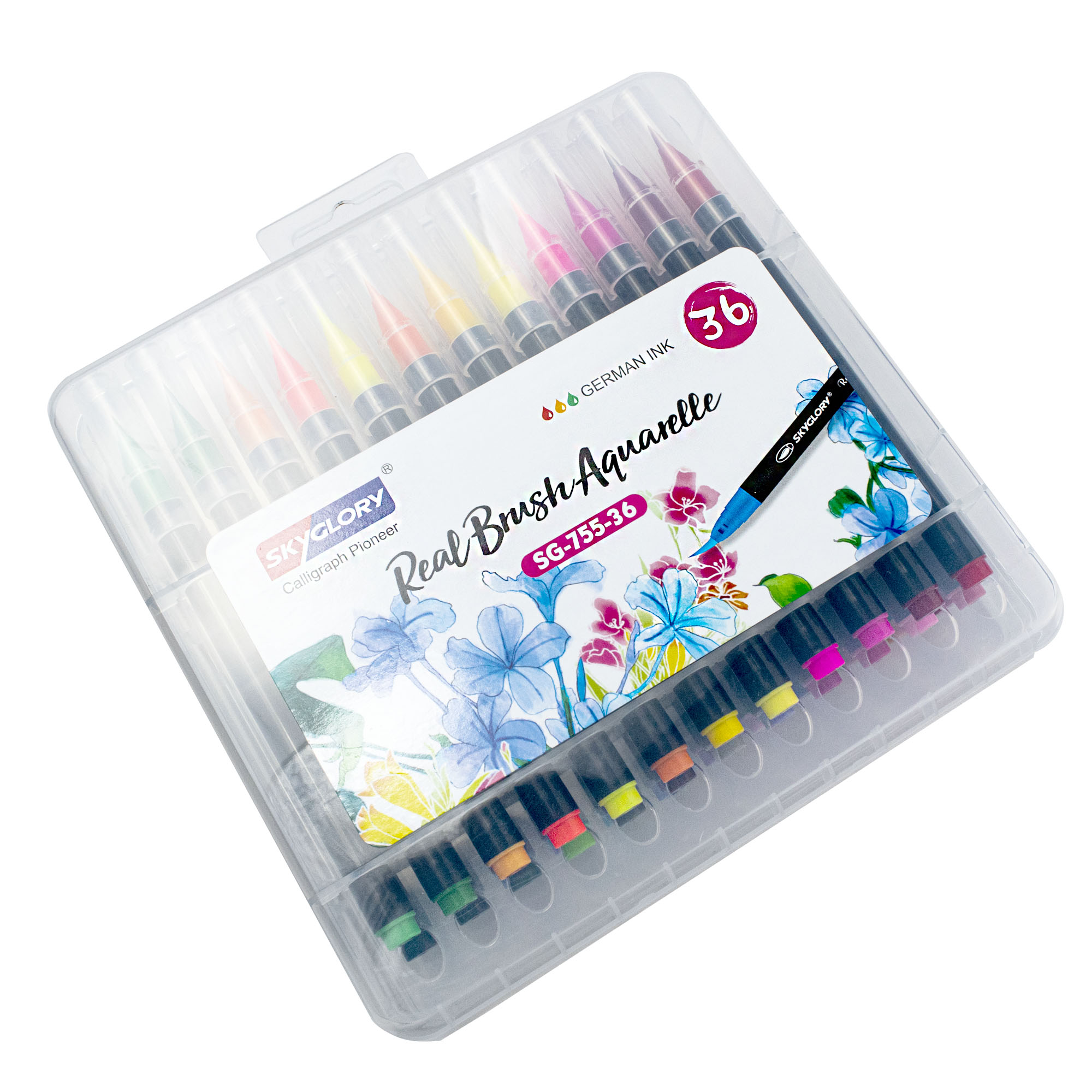 Estuche de 36 Marcadores Punta Pincel (Brush Pens) SG-755-36 SKY GLORY