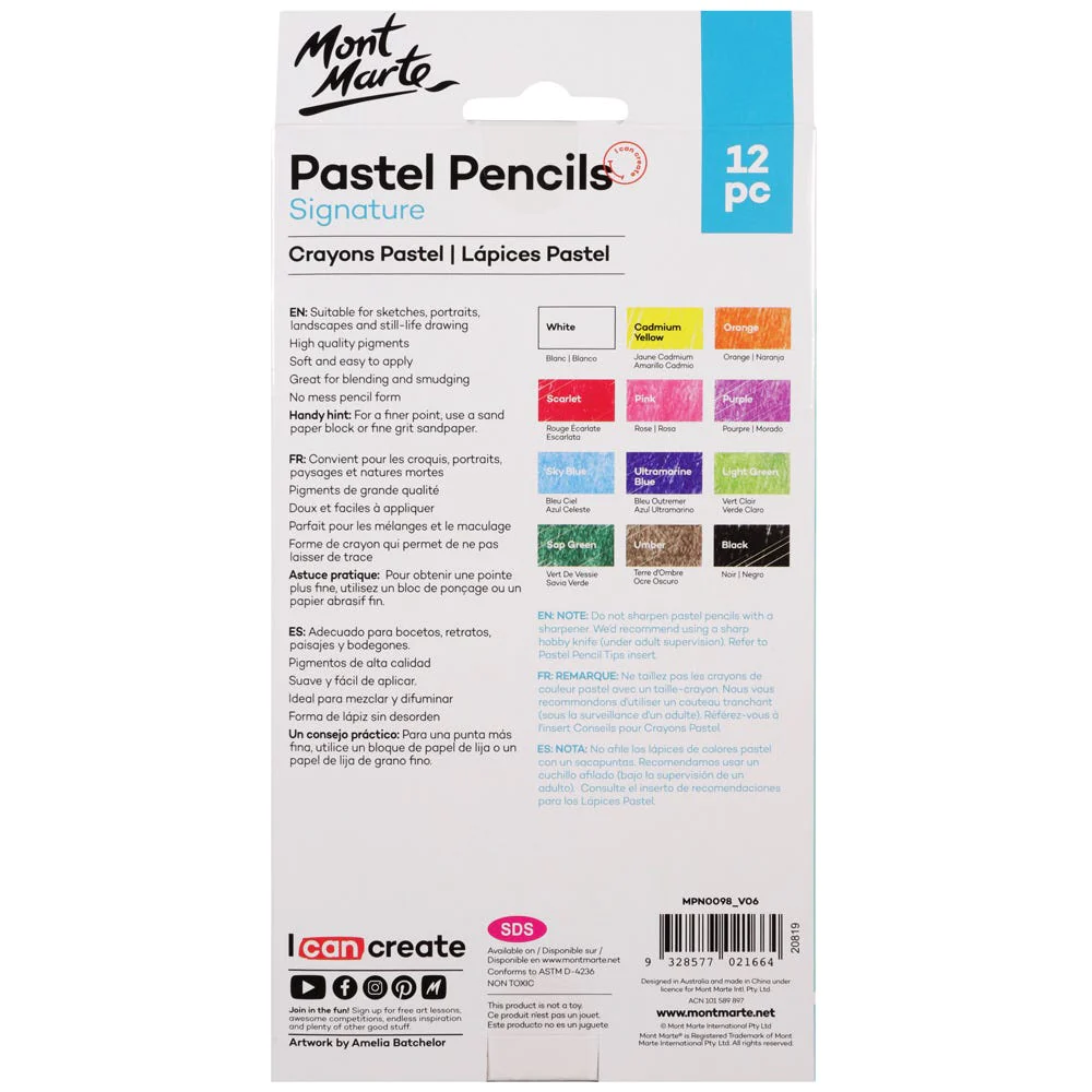 Juego De 12 Lápices Pastel Mont Marte MPN0098