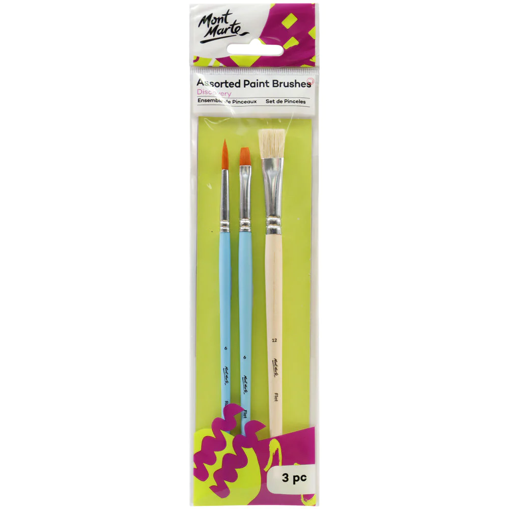 Set de Pinceles por 3 unid. Fat Liner Mop Taklon Squirrel Premium 16,10,6 MONT MARTE BMHS0006