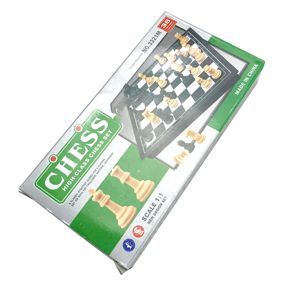 Set de 3 Juegos en Uno con Tablero de Madera 30x30 cm. - Nro. 2  Ajedrez - Damas - Backgammon