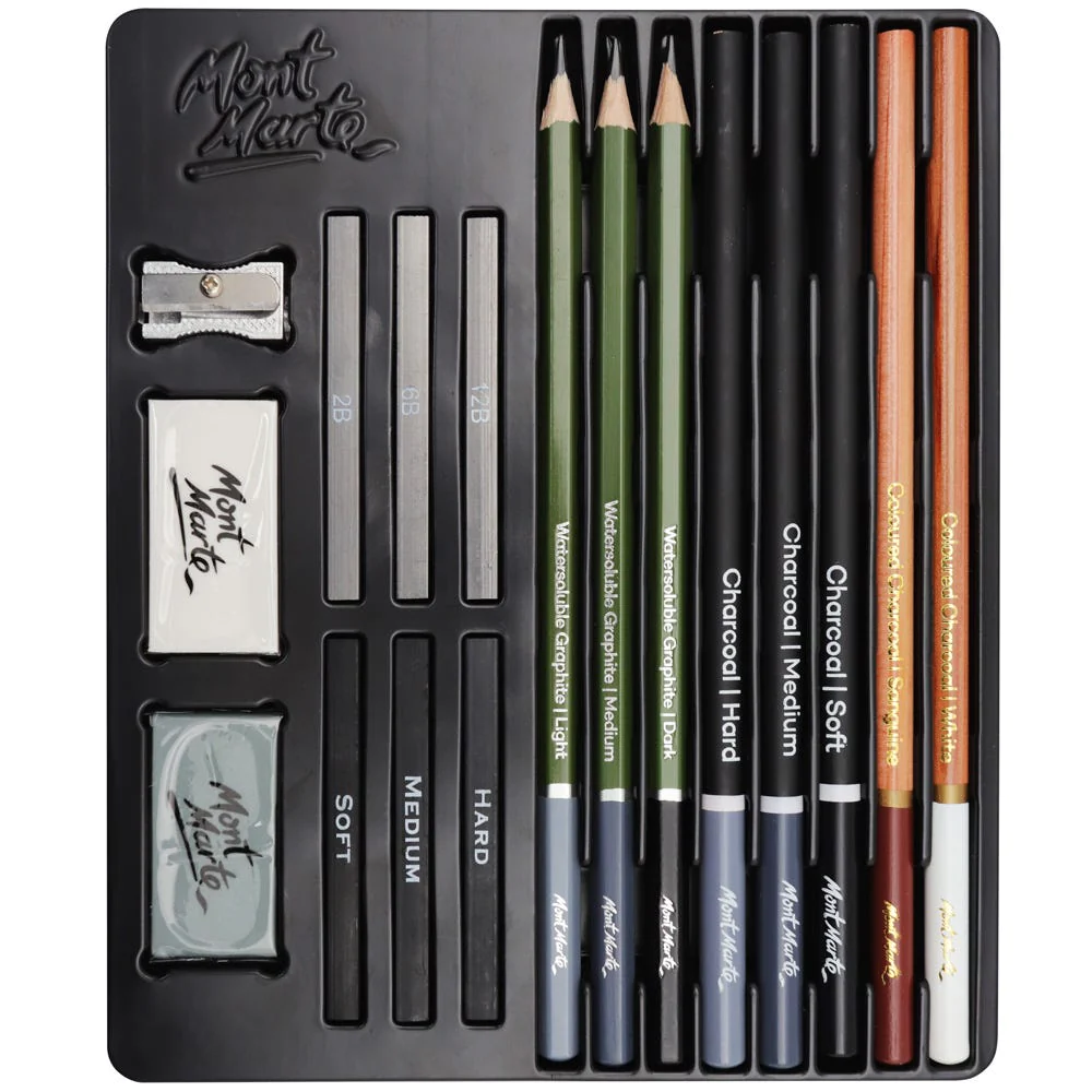 Set para Boceto y Dibujo en Estuche Metálico Signature 17 Piezas - Mont Marte MMGS0033