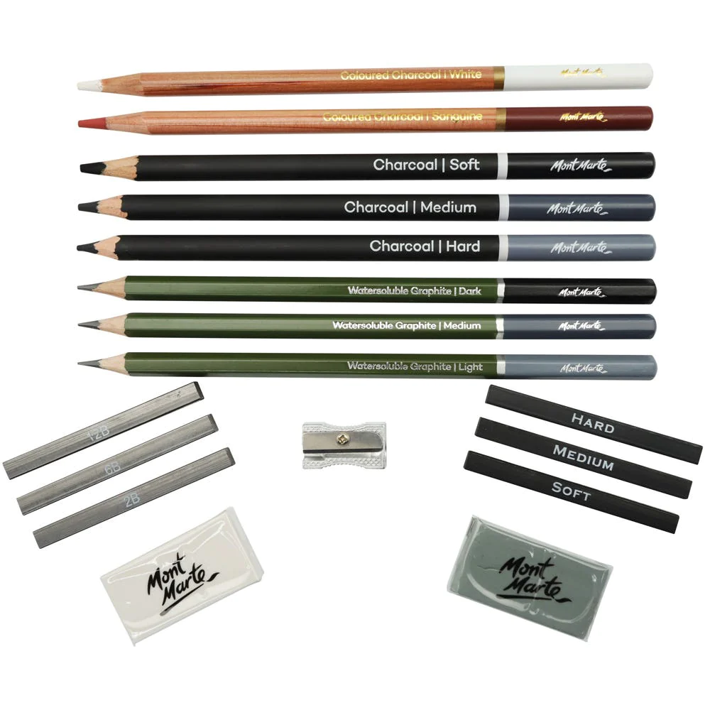 Set para Boceto y Dibujo en Estuche Metálico Signature 17 Piezas - Mont Marte MMGS0033