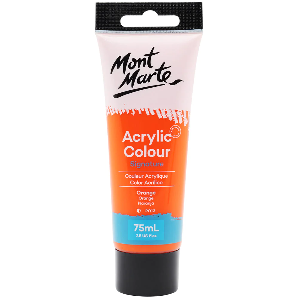 Tubo de Pintura Acrílica Signature 75ml - Color Naranja - Mont Marte - MSCH7507