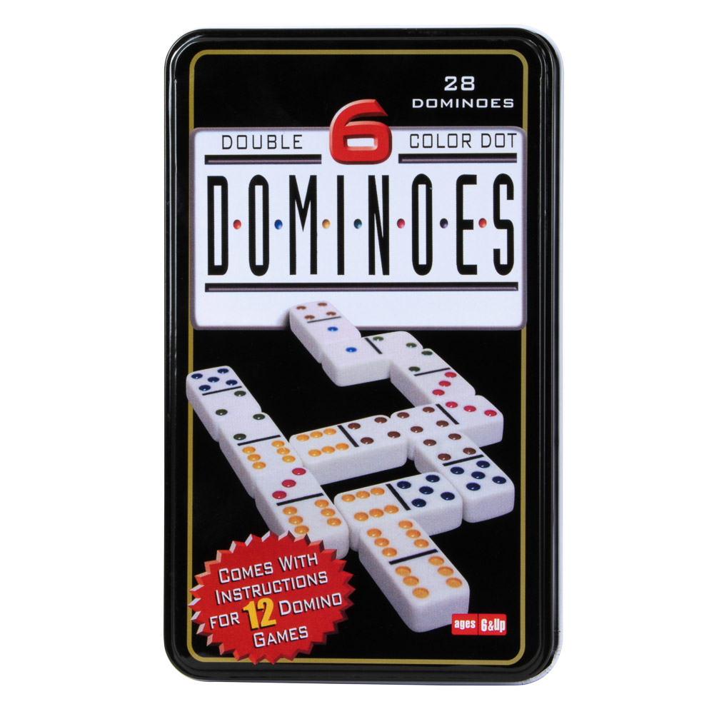 Juego de Dominó Doble de Colores Nro. 6 de 28 Piezas en Caja Metálica