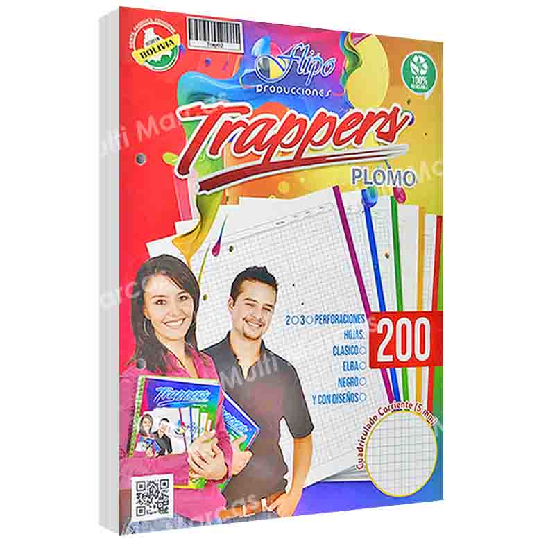 Paquete de 200 Hojas para Trapper Color Plomo Flipo de 2 Perforaciones Tamaño Carta