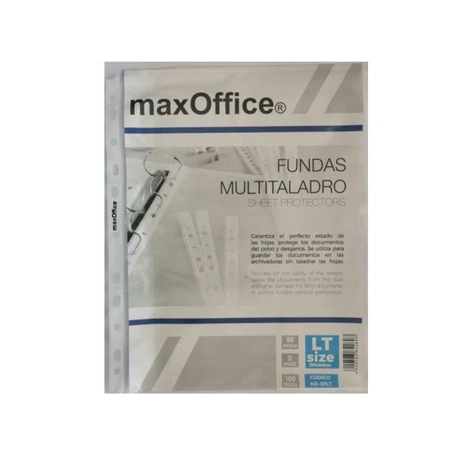 Paquete de 100 Fundas Plásticas de 80 Micras, Tamaño Carta - MX-SPLT - maxOffice