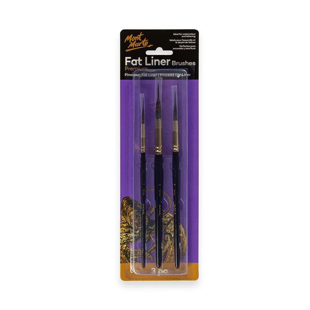 Set de Pinceles por 3 unid. Fat Liner Mop Taklon Squirrel Premium 16,10,6 MONT MARTE BMHS0006