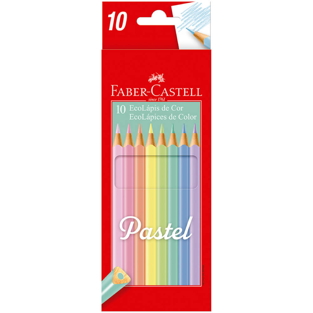 Set de 10 Lápices de Colores Pastel Trinagular - 120510P - Faber-Castell