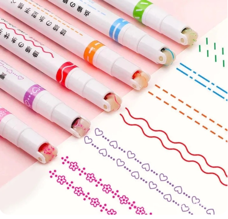 Marcador Rodillo Lineal Diseños 6 en 1 - Kawaii - DM-7008-6 - 6579 - Sinhui