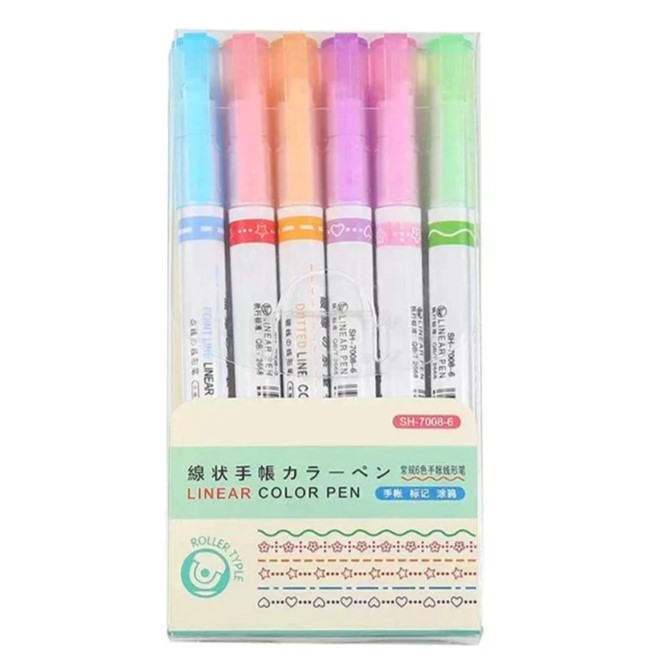 Marcador Rodillo Lineal Diseños 6 en 1 - Kawaii - DM-7008-6 - 6579 - Sinhui