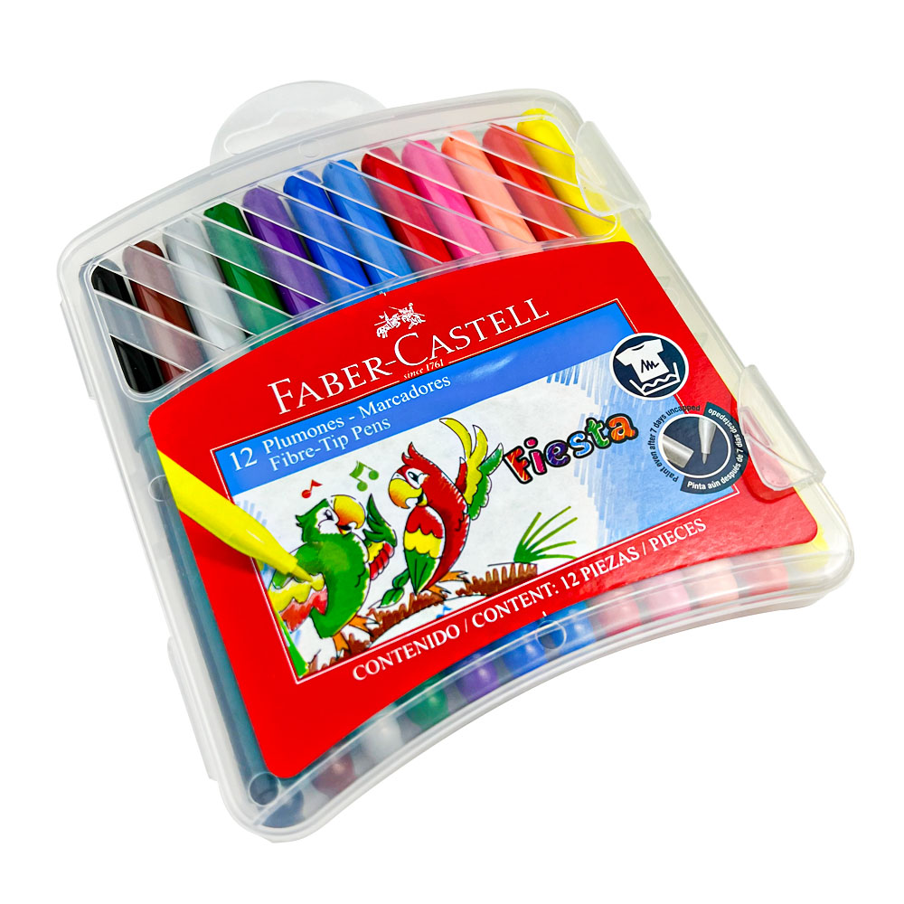 Set de 12 Marcadores Fiesta en Estuche Rígido - 555316 - Faber-Castell