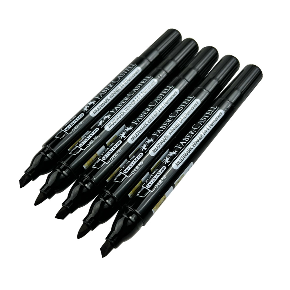 Marcador Permanente Punta Biselada Color Negro 54-E Faber-Castell