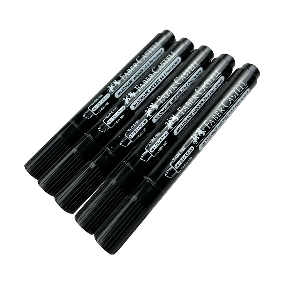 Marcador Permanente Punta Biselada Color Negro 54-E Faber-Castell