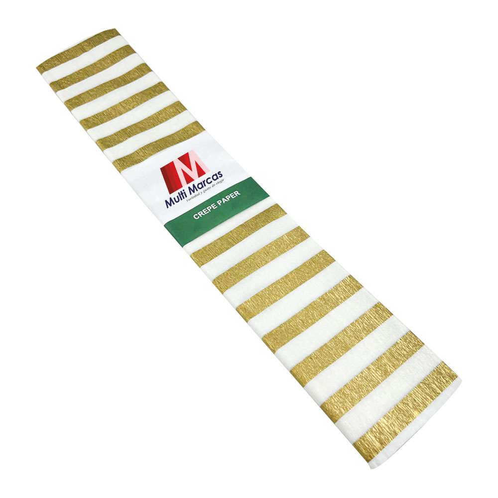 Rollo de Papel Crepé (50 x 150 cm) con patrón de líneas doradas