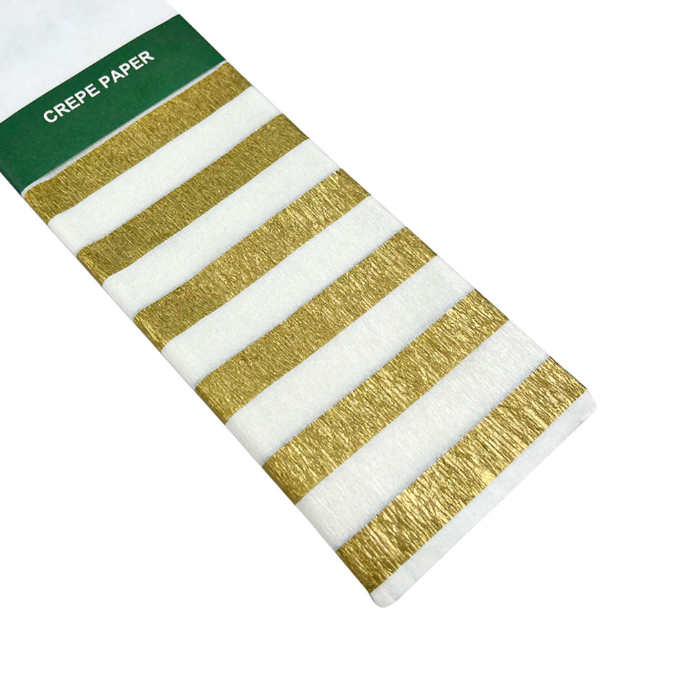 Rollo de Papel Crepé (50 x 150 cm) con patrón de líneas doradas