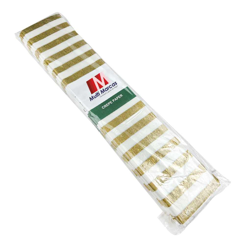 Rollo de Papel Crepé (50 x 150 cm) con patrón de líneas doradas