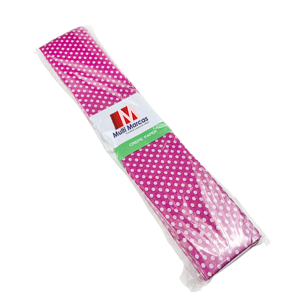 Rollo de Papel Crepé (50 x 150 cm) con patrón Punteado Rosa