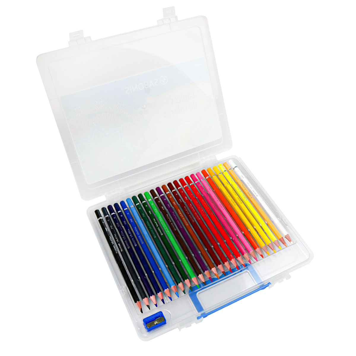 Set de 24 Lápices de Colores en Maletín Plástico Rígido + Tajador - P991 -  SABONIS
