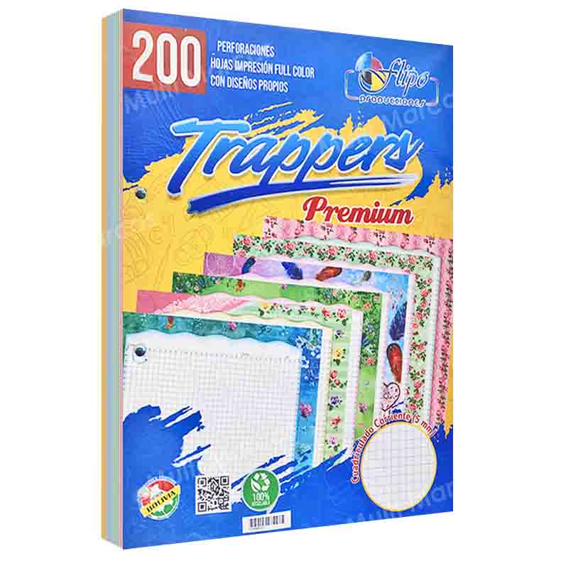 Paquete de 200 Hojas para Trapper Con Diseño Flipo de 2 Perforaciones Tamaño Carta