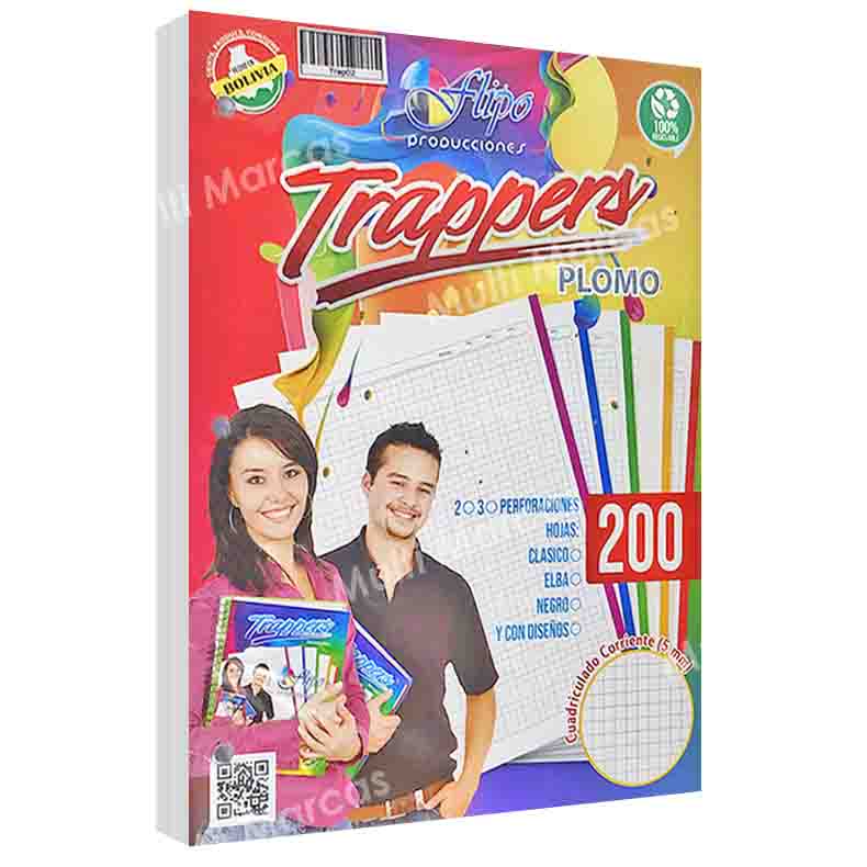 Paquete de 200 Hojas para Trapper Color Plomo Flipo de 3 Perforaciones Tamaño Carta