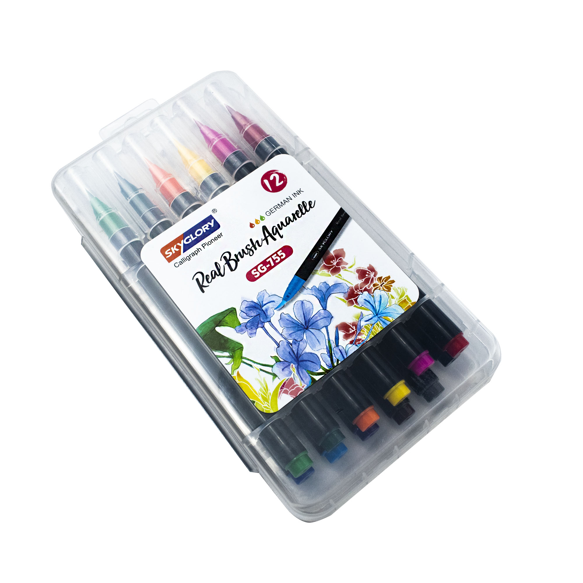 Estuche de 12 Marcadores Punta Pincel (Brush Pens) SG-755 SKY GLORY