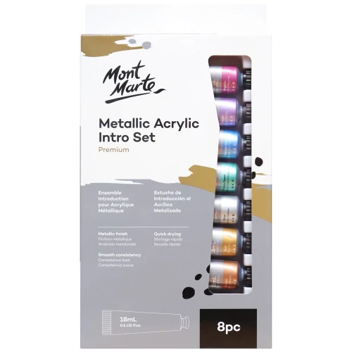 Set de Pinturas Acrílicas por 8 unid. de 36 ml Metalizadas MONT MARTE PMMT8361