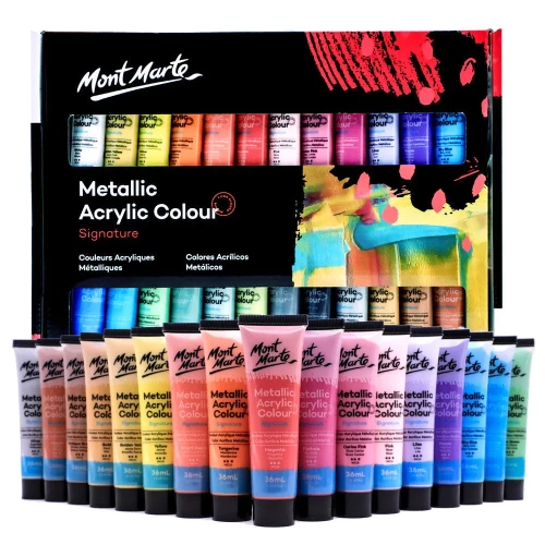 Set de Pinturas Acrílicas por 8 unid. de 36 ml Metalizadas MONT MARTE PMMT8361