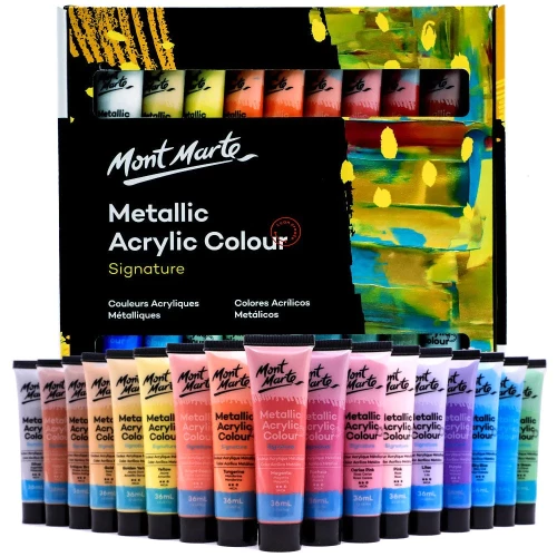 Set de Pinturas Acrílicas por 8 unid. de 36 ml Metalizadas MONT MARTE PMMT8361