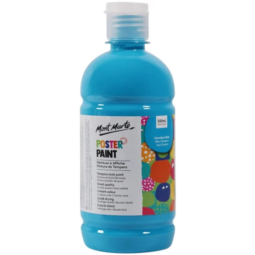 Bote de Témpera de 500 ml. Color Celeste / Azul Ceruleo - MPST0004 - Mont Marte