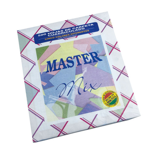 Hojas de Carpeta Color, Pack de 500 hojas MASTER Mix Cuadricula Corriente